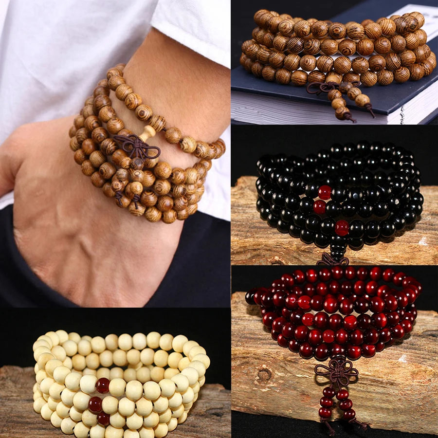 Natural Sandalwood Prayer Beaded Bracelet